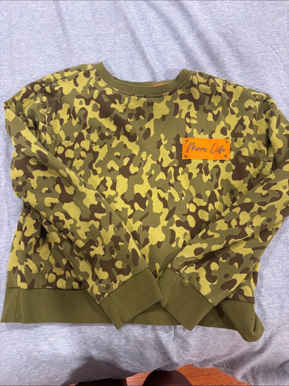 Orangetheory Olive Camo Crewneck with Orange Patch